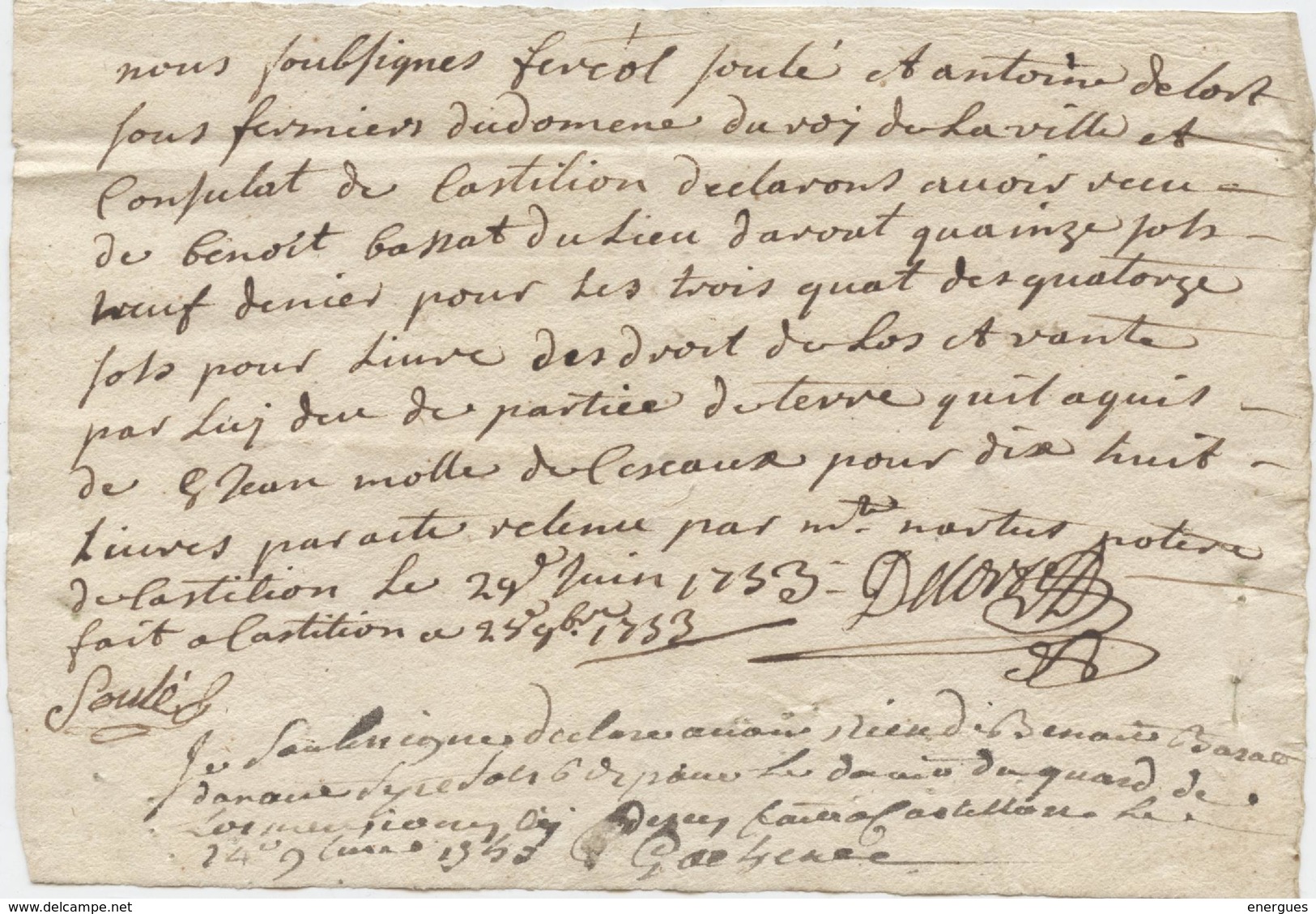 Ariège, Castillon En Couserans, Arrout, Cescau, Saint Girons, 4 Docs,,1753, 1754, 1793,1820 - Manuscripts