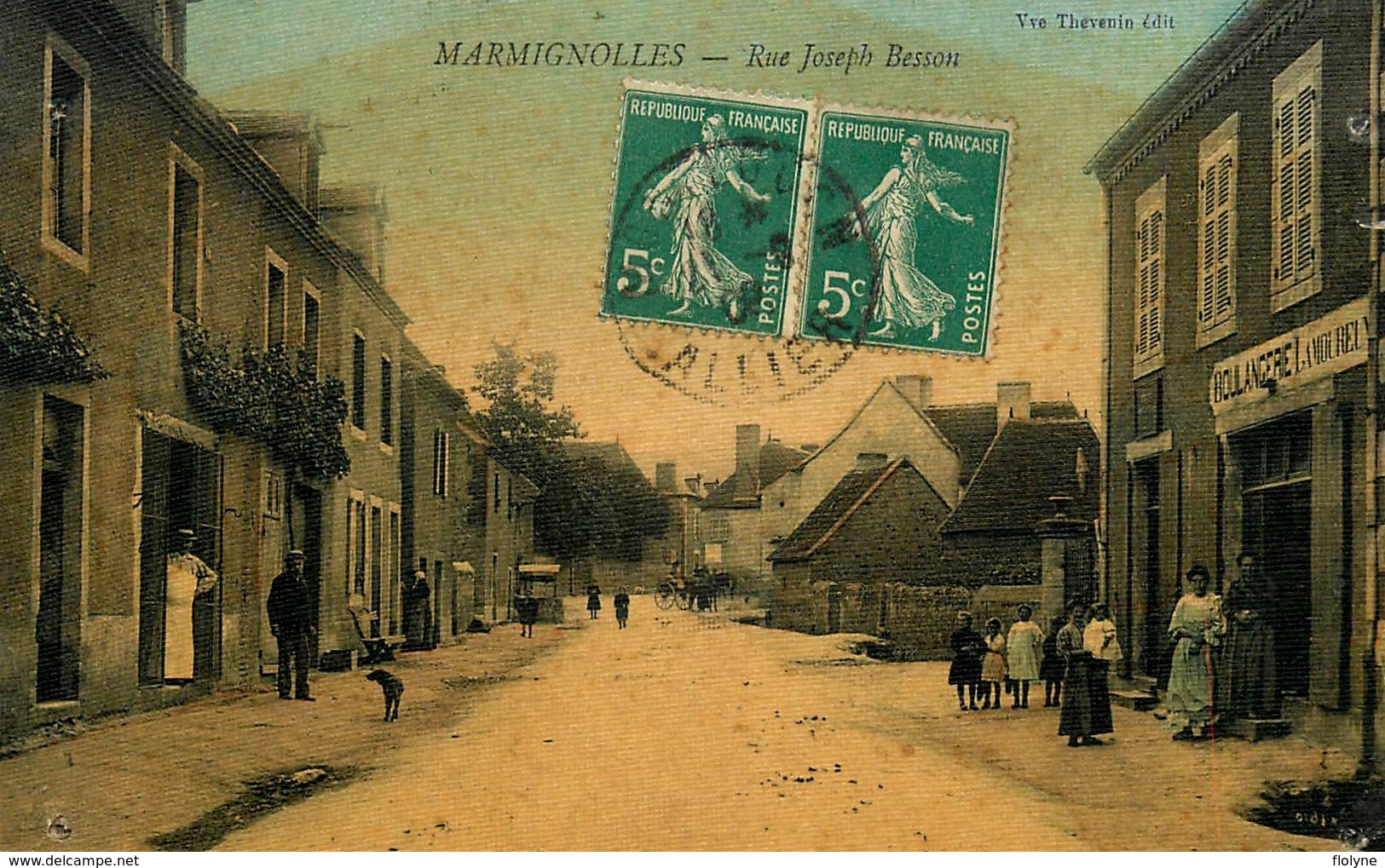 Marmignolles - Desertines - Rue Joseph Besson - " Boulangerie LAMOUREUX " - Cpa Toilée Colorisée - Belle Animation - Autres & Non Classés