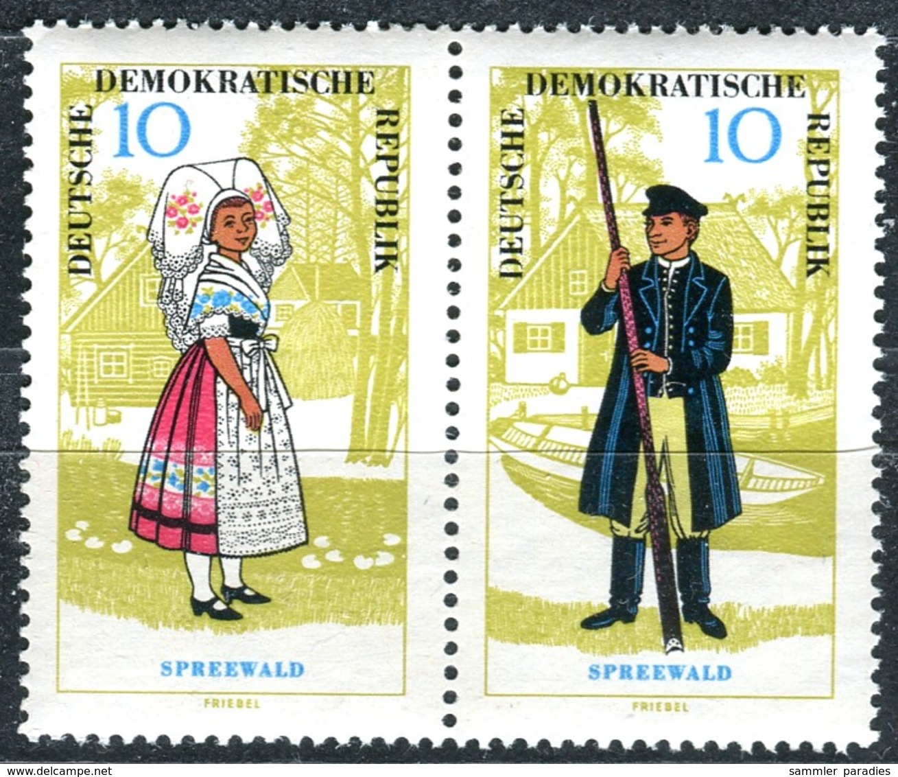 A07-30-4) DDR - Mi 1076 / 1077 = WZd 146 - ** Postfrisch - 10-10Pf         Volkstrachten I - Ungebraucht