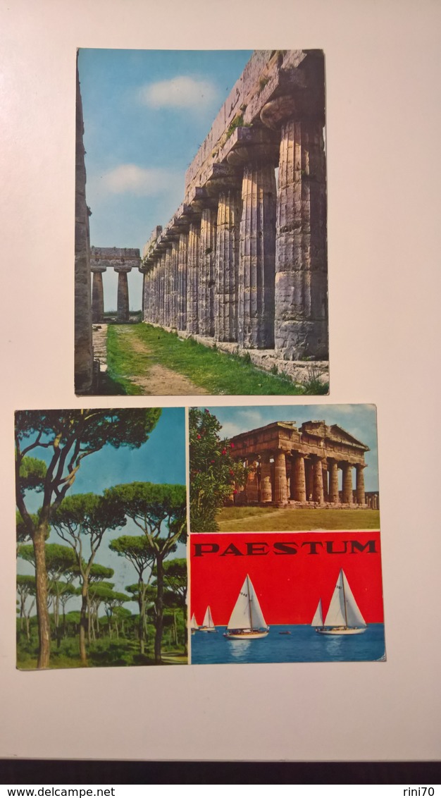 2 Cartoline PAESTUM  FG V  1970  Parco Archeologico - Salerno