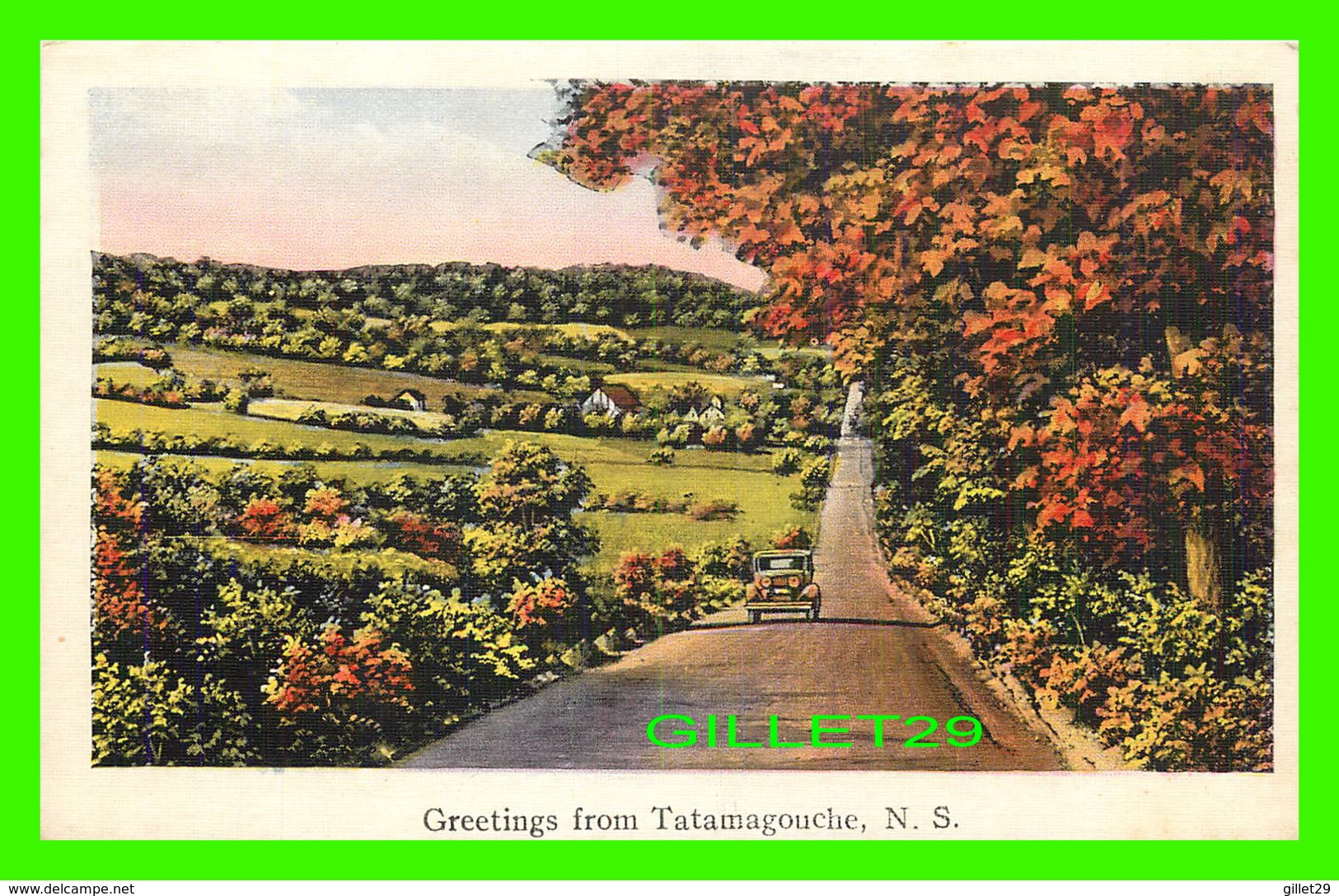 TATAMAGOUCHE, NOVA SCOTIA - GREETINGS FROM - ANIMATED OLD CAR - WRITTEN - TICHNOR BROTHERS INC - - Autres & Non Classés