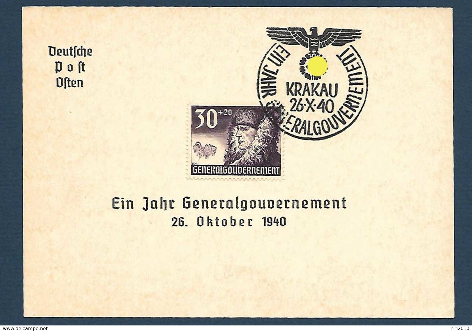 Ein Jahr Generalgouvernement - Krakau - 26 Oktober 1940 - Lettres & Documents