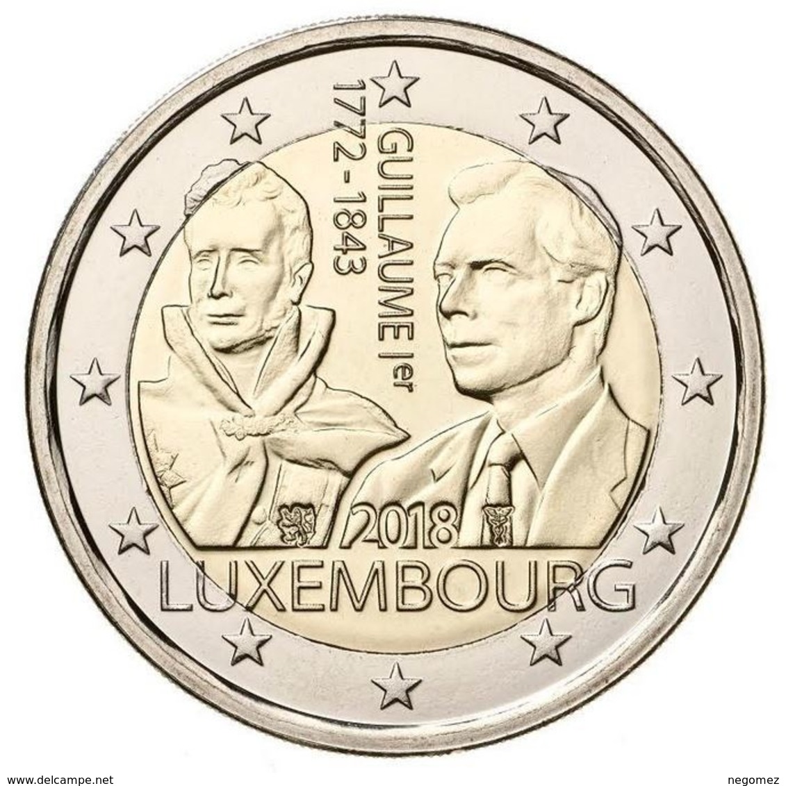 2ième Pièce De 2 Euros Commémorative Luxembourg 2018 : Grand Duc Guillaume 1er - Luxembourg