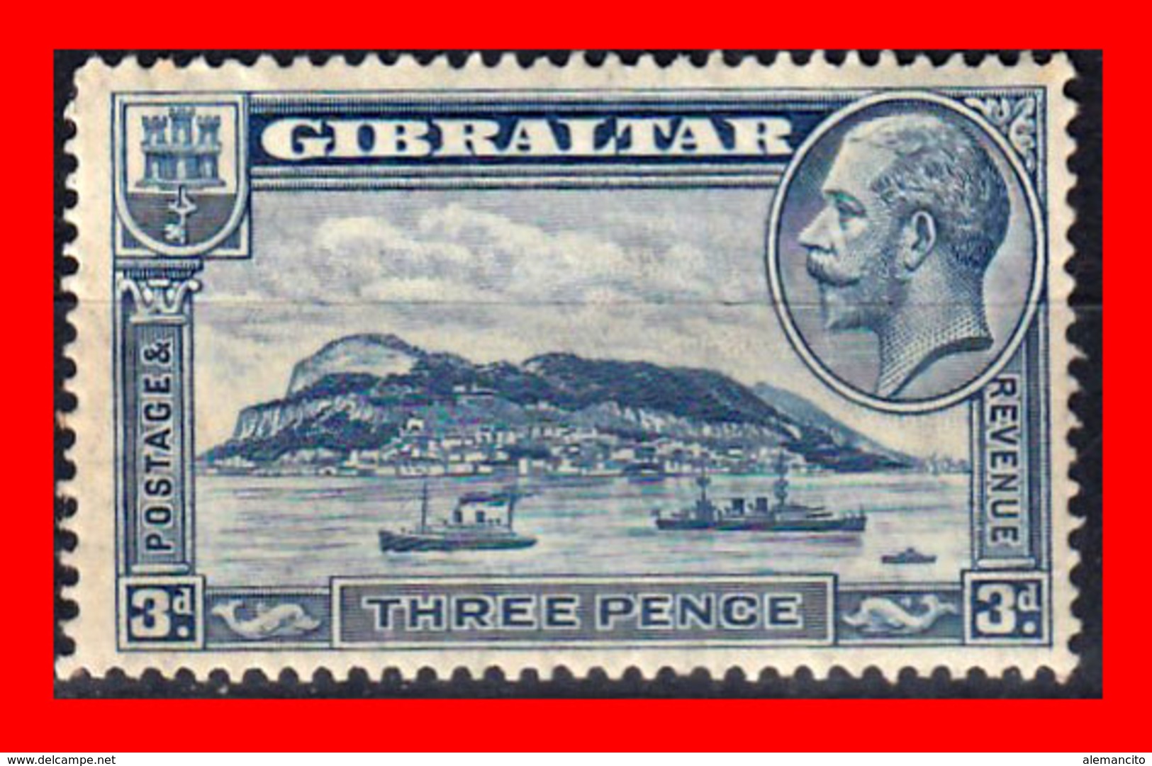 GIBRALTAR SELLO 1931 -1933 THREE PENCE THE GIBRALTAR ROCK - Gibraltar