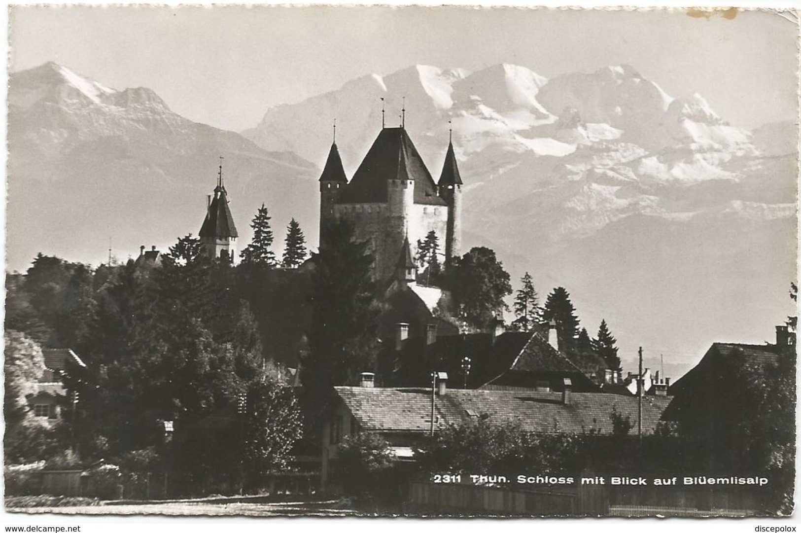 W1279 Thun - Schloss Mit Blick Auf Bluemlisalp - Chateau Castle Castello Castillo / Viaggiata 1955 - Altri & Non Classificati