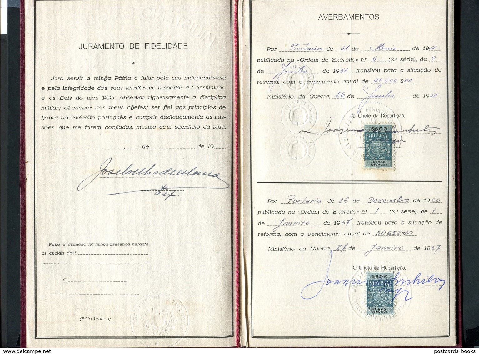 Carta Patente MINISTERIO Da GUERRA Promoção A ALFERES. Military Patent Letter OFFICER - Portugal 1946 - Documents