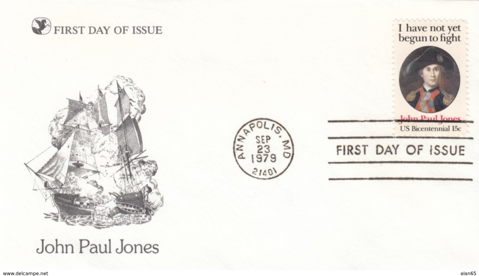 Sc#1789 John Paul Jones 15c Issue FDC Day Of Issue Cover, Annapolis MD 23 September 1979 Illustrated Cover - 1971-1980