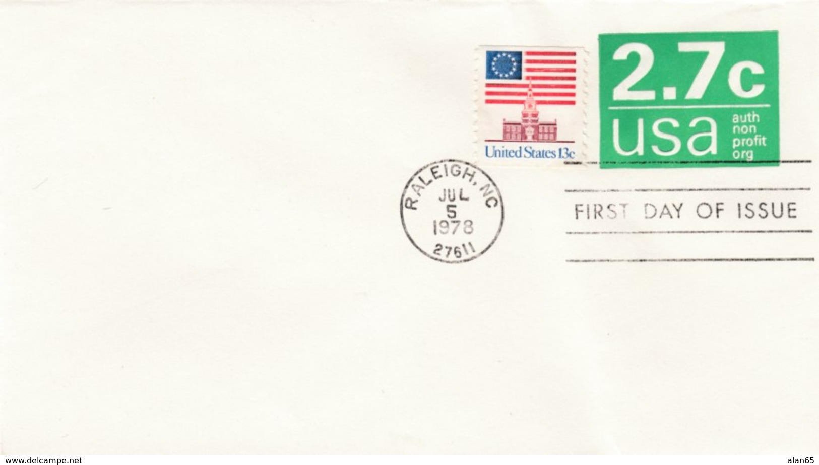 Sc#U579 2.7c Authorized Non-profit Organization Rate 1978 FDC Day Of Issue Cover With 13c Regular Issue - 1961-80