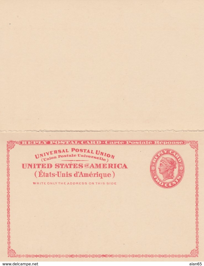 Sc#UY11 Unused Postal Stationery Reply Card Attached 2c+2c 1924 Issue - 1921-40