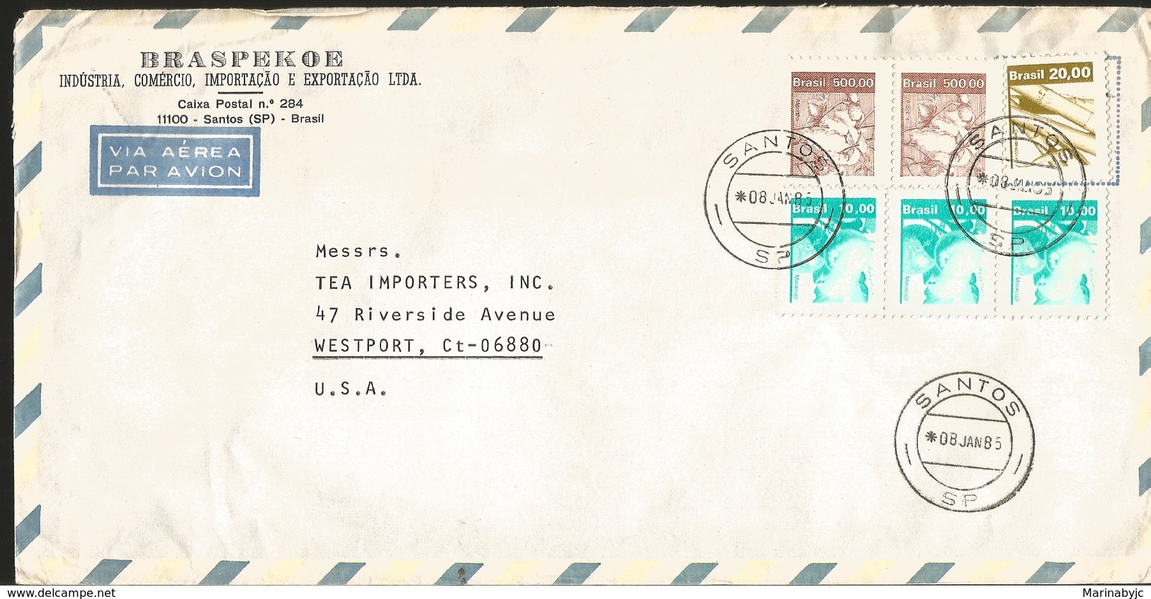 J) 1985 BRAZIL, COMMERCIAL LETTER, BRASPEKOE, INDUSTRY, COMMERCE, IMPORTATION AND EXPORT LTDA, COTTON, CANE, PASSION FRU - Covers & Documents