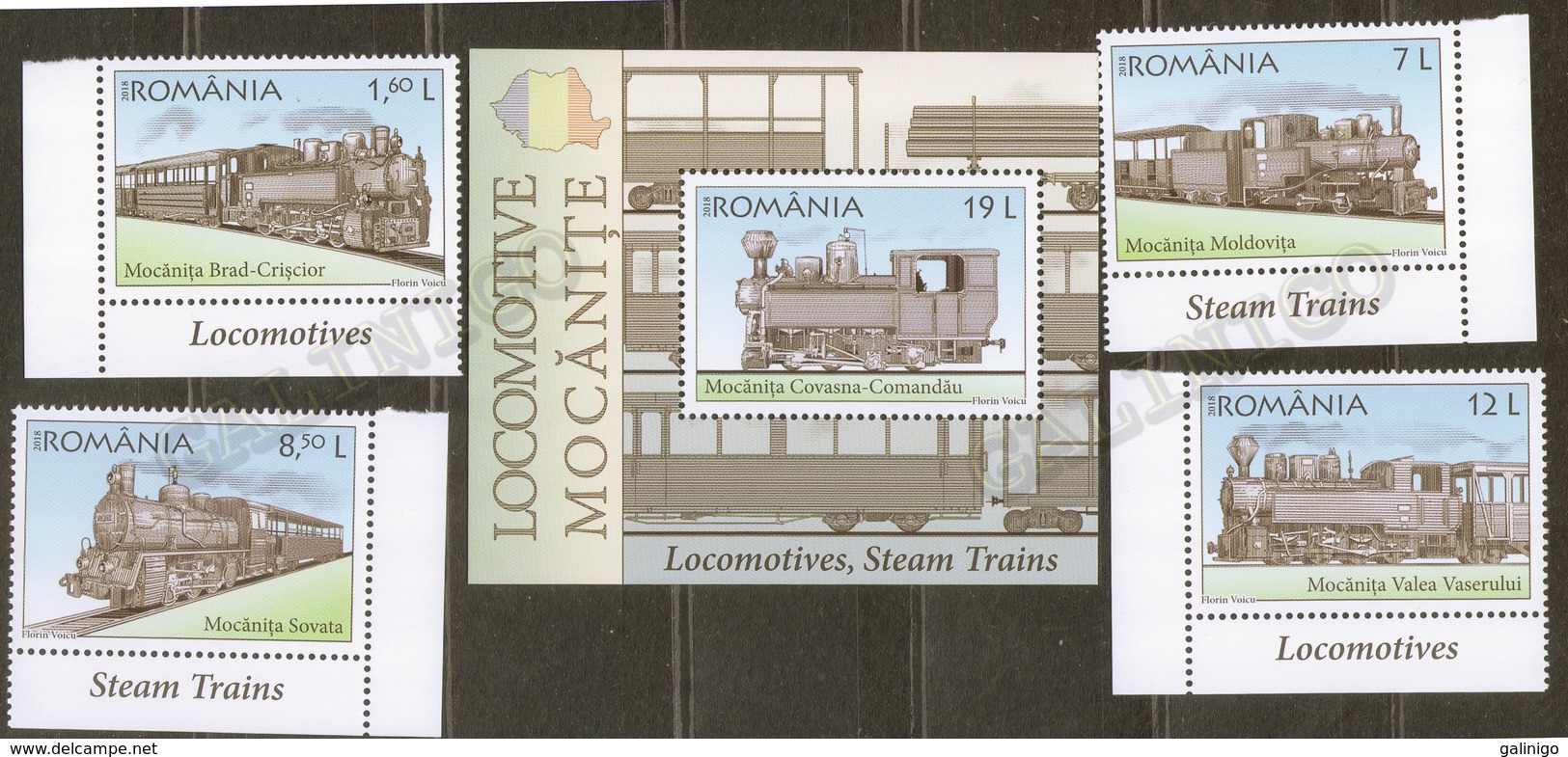 2018 Romania Transport: Locomotives, Steam Trains 4v (corners)+S/S-set MNH - Trains