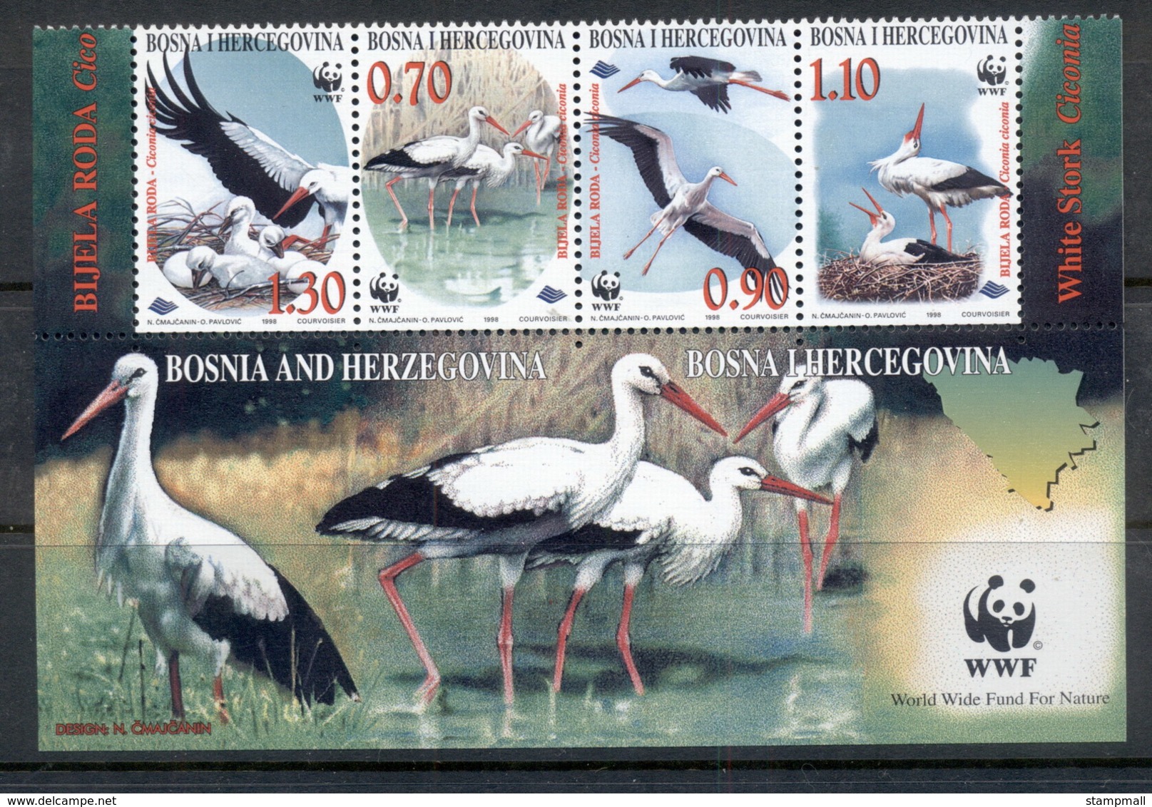 Bosnia & Herzegovina 1998 WWF White Storks MUH - Bosnia And Herzegovina