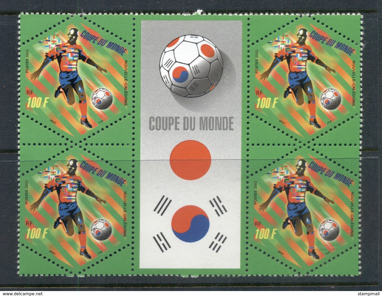 New Caledonia 2002 World Cup Soccer Blk4 + LabelMUH - Unused Stamps
