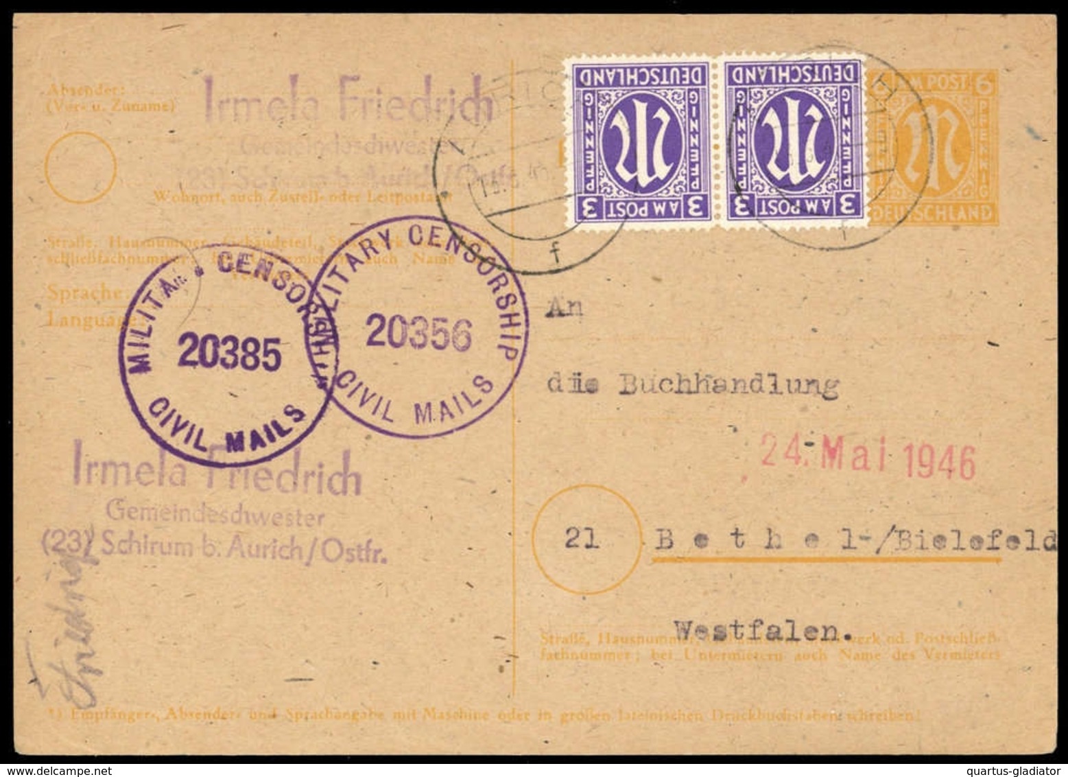 1945, Bizone, 10 Az (2) + P905, Brief - Sonstige & Ohne Zuordnung