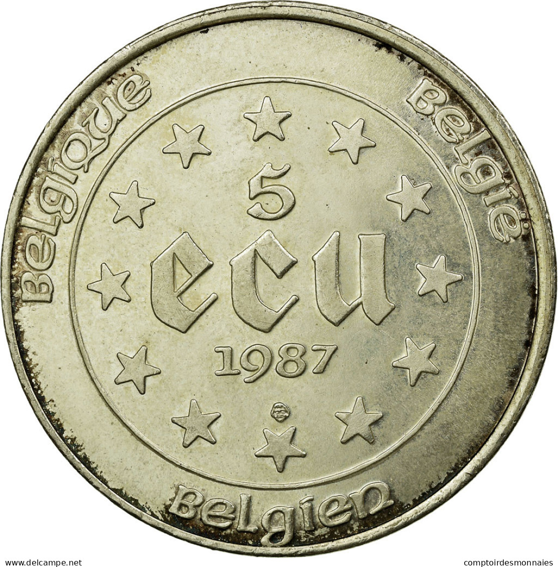 Monnaie, Belgique, 5 Ecu, 1987, SPL, Argent, KM:166 - Ecus