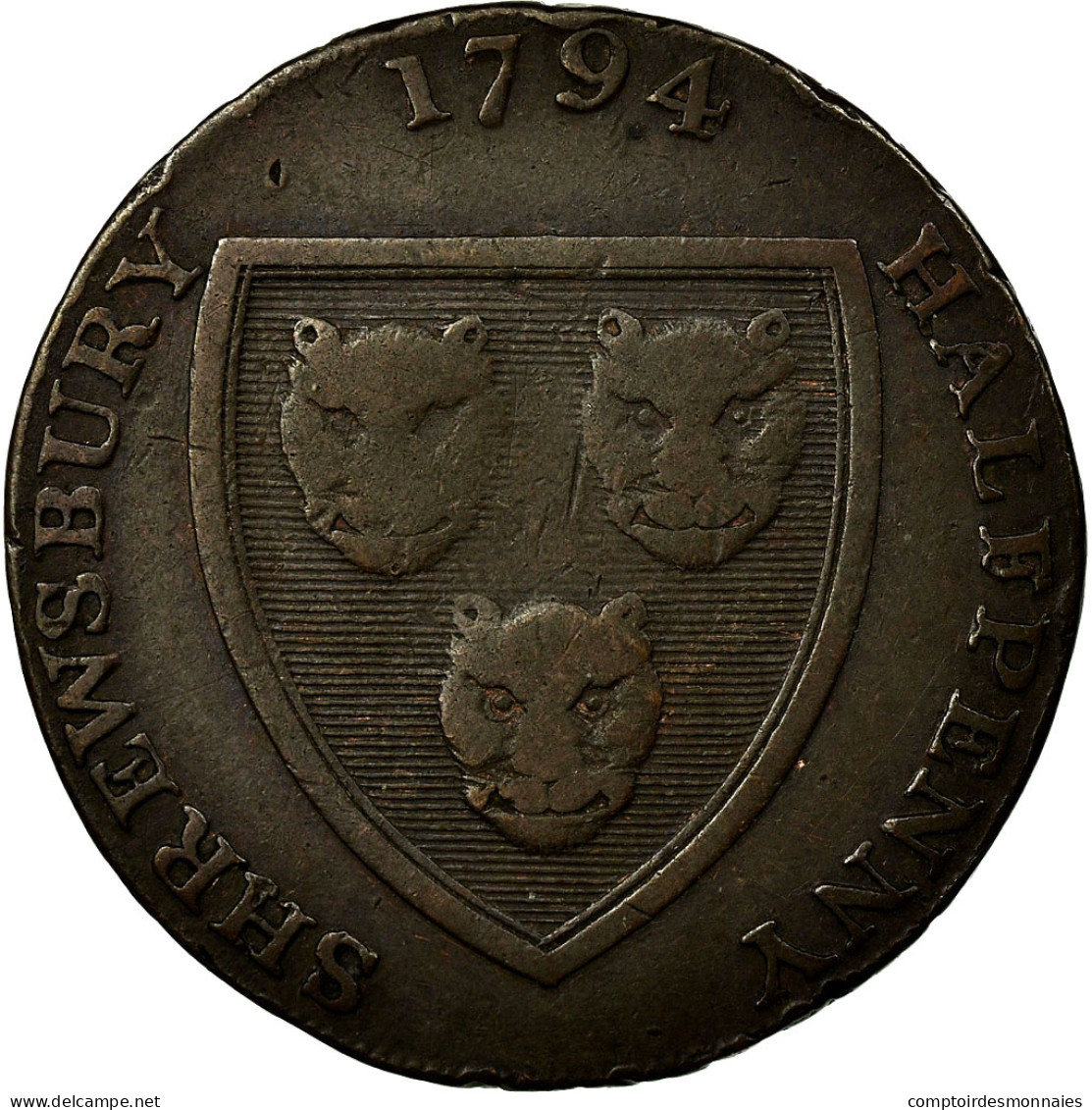 Monnaie, Grande-Bretagne, Shropshire, Halfpenny Token, 1794, Shrewsbury, TB+ - Autres & Non Classés