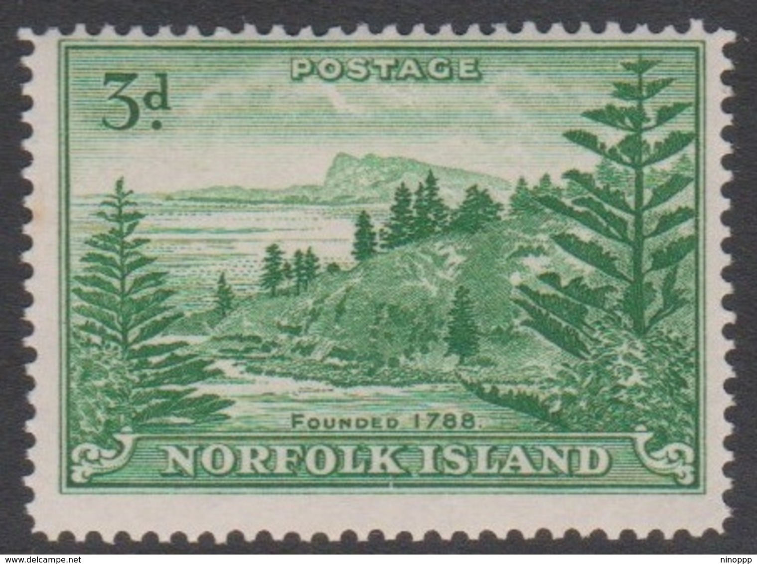 Norfolk Island ASC 7 1947 Ball Bay, 3d Green, Mint Never Hinged - Norfolk Island