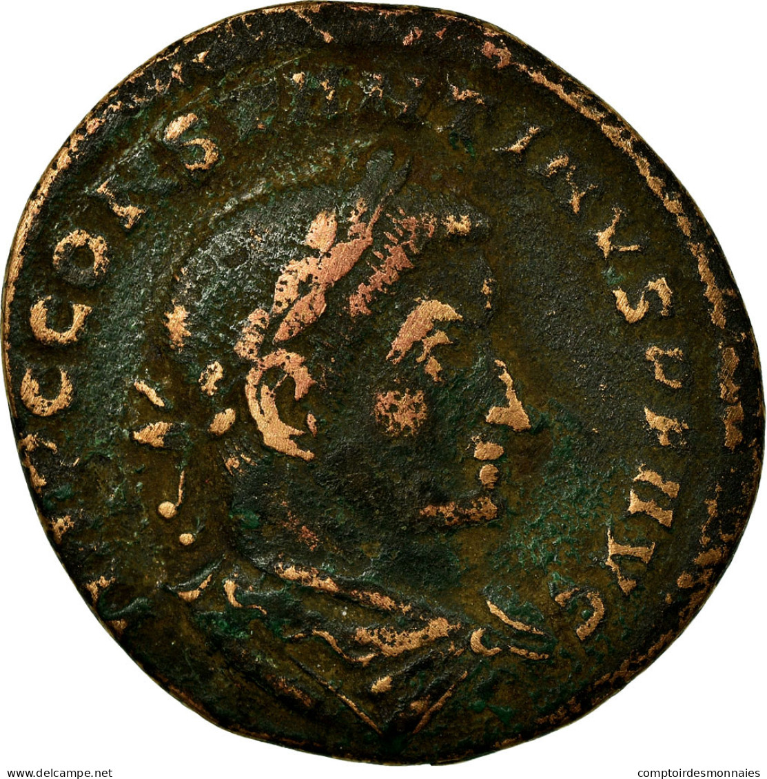 Monnaie, Constantin I, Follis, AD 307-308, Lyon - Lugdunum, TB, Bronze, RIC:259 - L'Empire Chrétien (307 à 363)