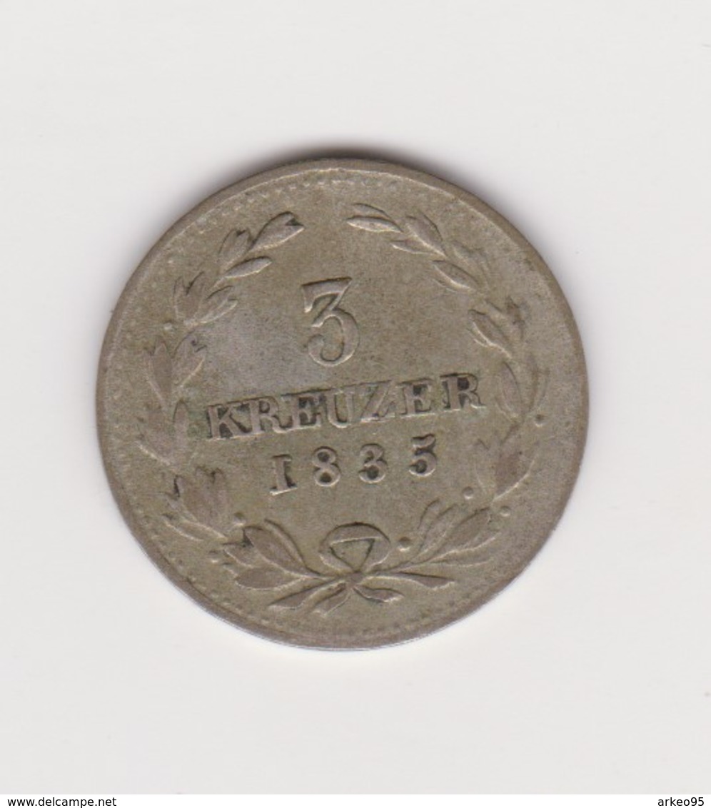 3 Kreuzer D'argent Du Grand Duc Léopold De Bade, 1835 - Petites Monnaies & Autres Subdivisions