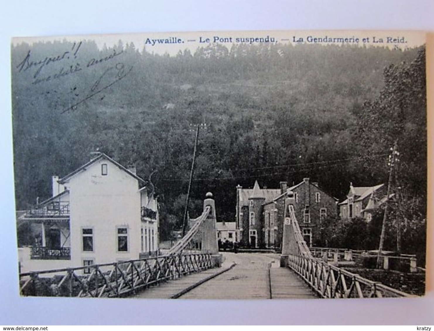 BELGIQUE - LIEGE - AYWAILLE - Le Pont Suspendu - La Gendarmerie Et La Reid - 1904 - Aywaille