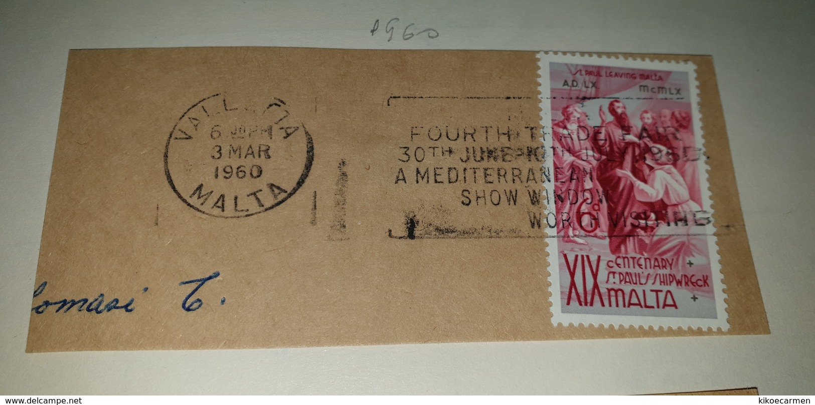 4th Fourth Trade Mediterranean Show WINDOW Windows MALTA VALLETTA 1960 St. Paul Cancel Cancellation - Malta