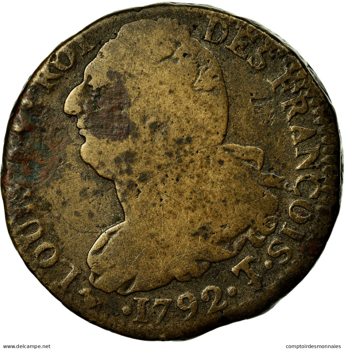 Monnaie, France, Louis XVI, 2 Sols, 1792, Saumur, B+, Bronze, Gadoury:25 - Autres & Non Classés