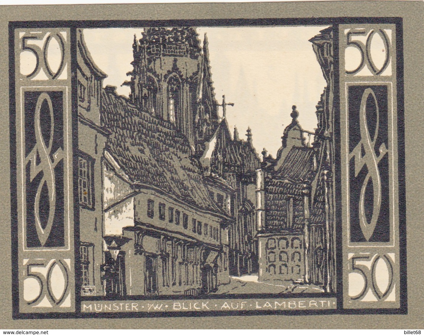 Billet Allemand - 50 Pfennig - Münster In Westfalen 1921 - Stadtwappen Et Ortsmotiv, Auf Lamberti - Lokale Ausgaben