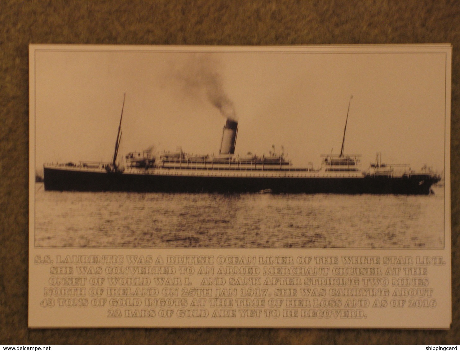 WHITE STAR LINE LAURENTIC - MODERN CARD - Passagiersschepen