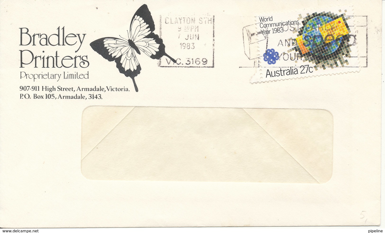 Australia Cover Clayton 7-6-1983 Single Franked - Covers & Documents