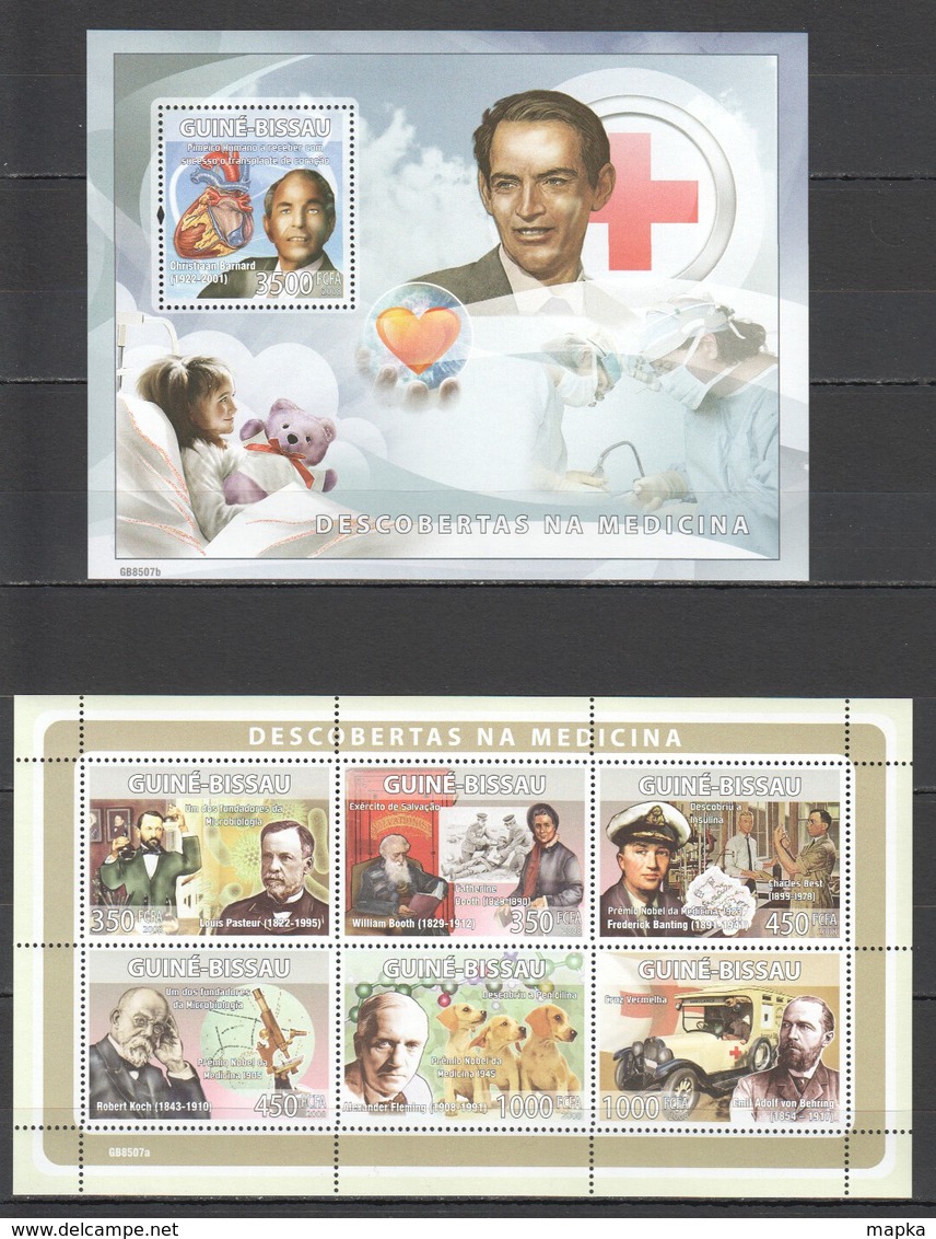 I575 2008 GUINE GUINEA-BISSAU DISCOVERIES IN MEDICINE 1KB+1BL MNH - Medicina