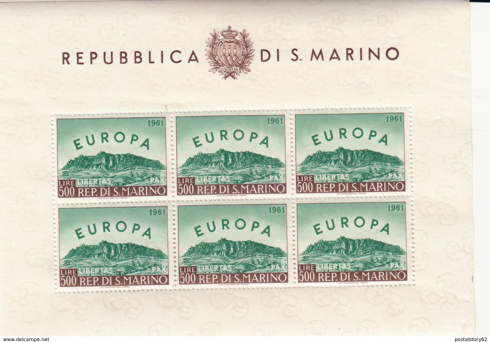 Foglietto Europa, Repubblica Di San Marino 1961 - Blocchi & Foglietti