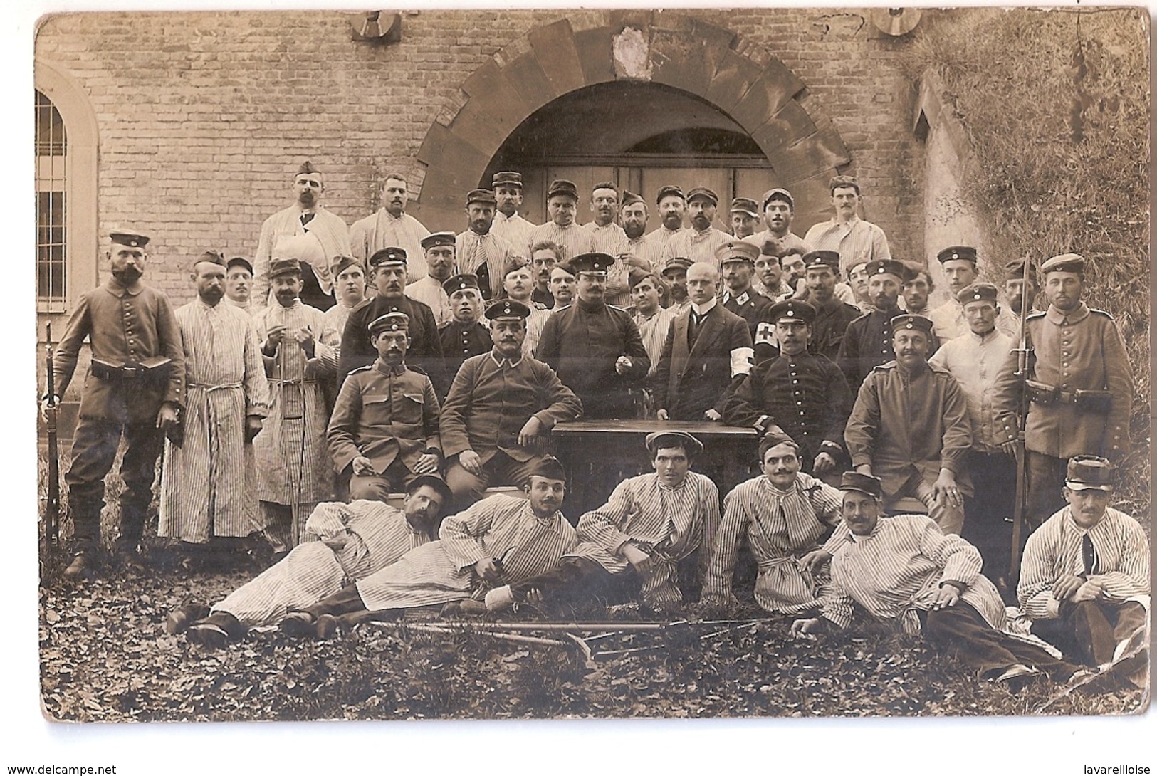 CPA ALLEMAGNE GERMERSHEIM CARTE PHOTO PRISONNIERS DE GUERRE EN 1914 RARE BELLE CARTE !! - Germersheim