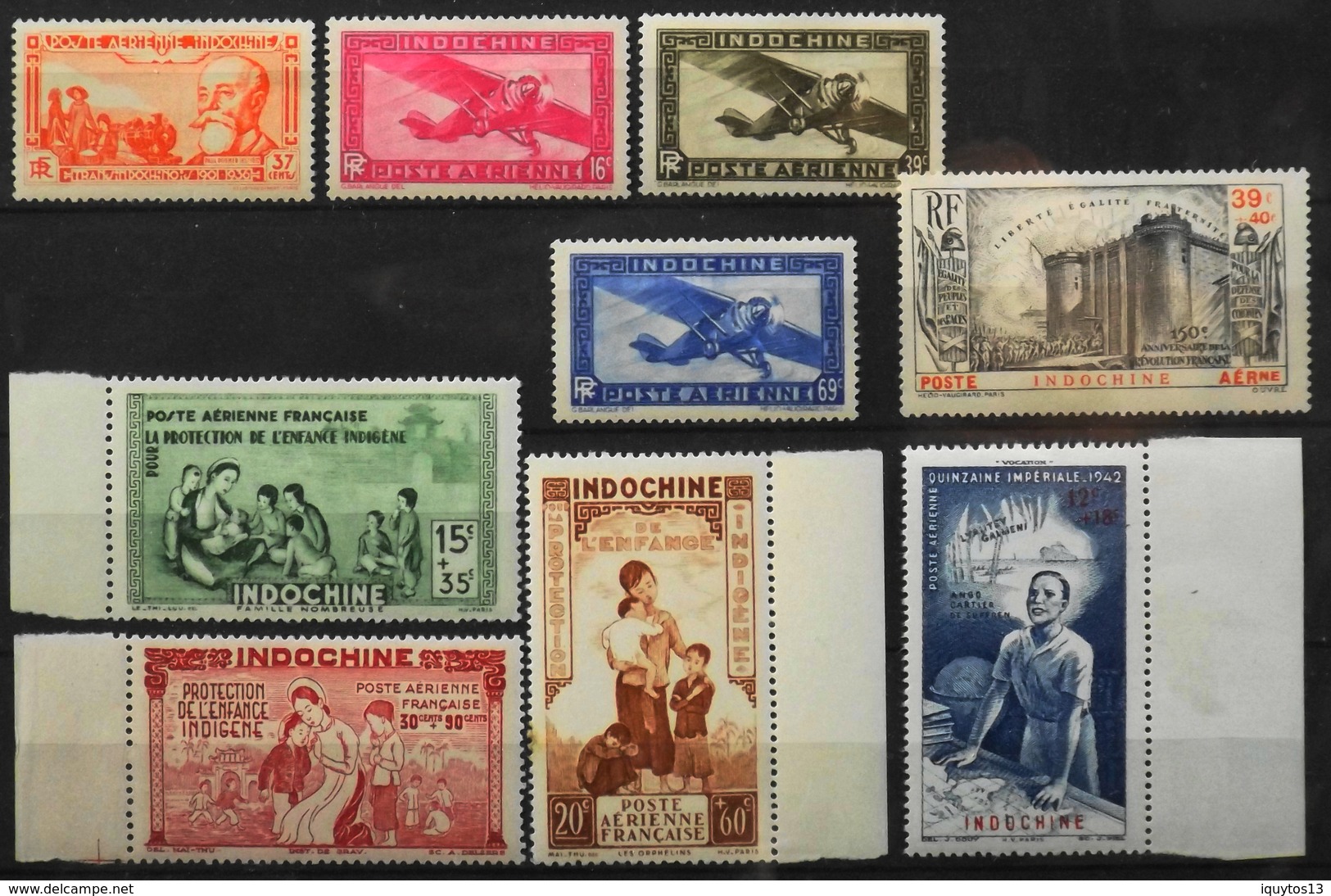 France (ex-colonies & Protectorats) > Indochine Poste Aérienne 1938 N° 15 à 23 (avec Le N° 16) Y & T Neuf** TTB - Poste Aérienne