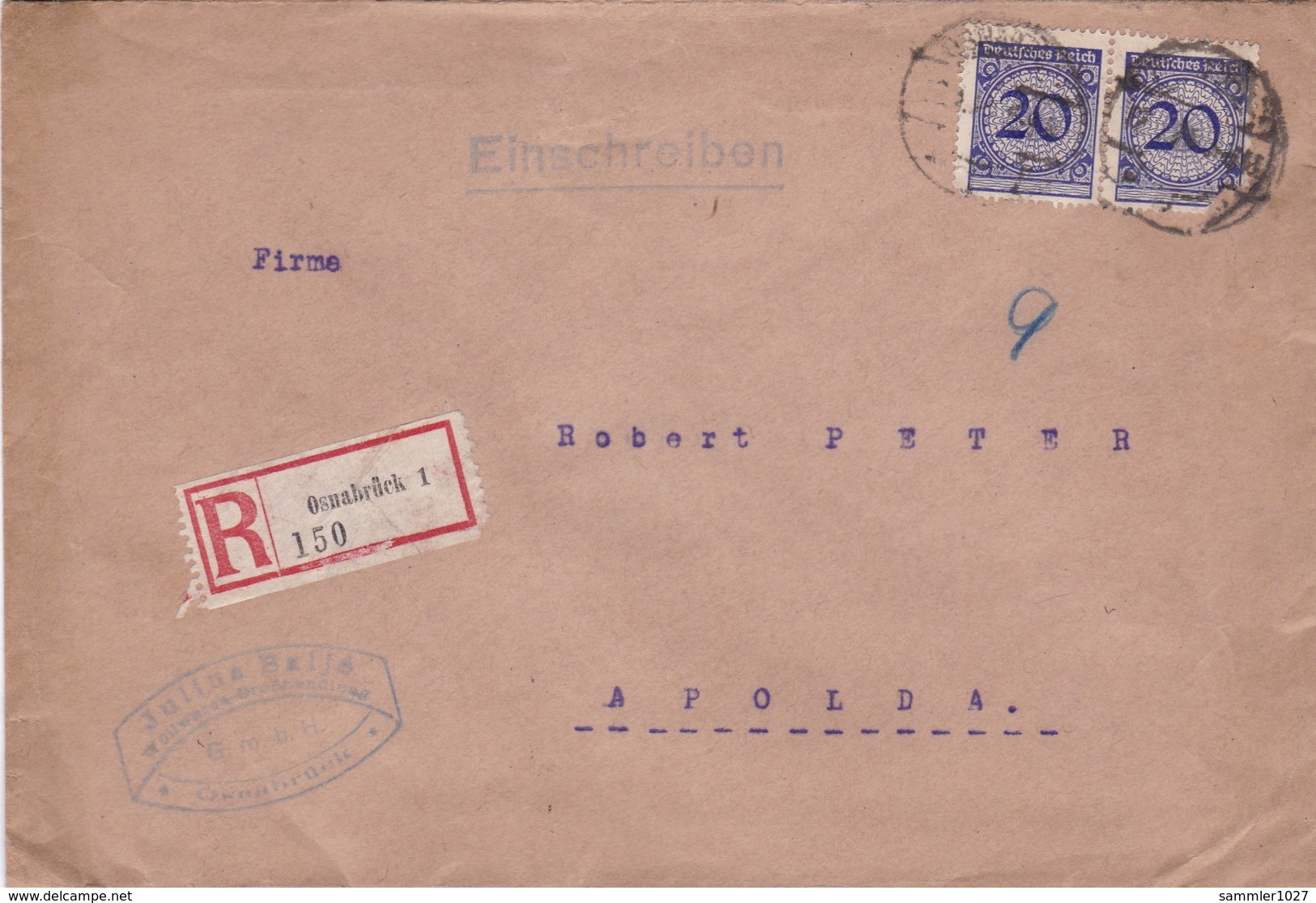 Brief Aus Osnabrück 1924 - Briefe U. Dokumente