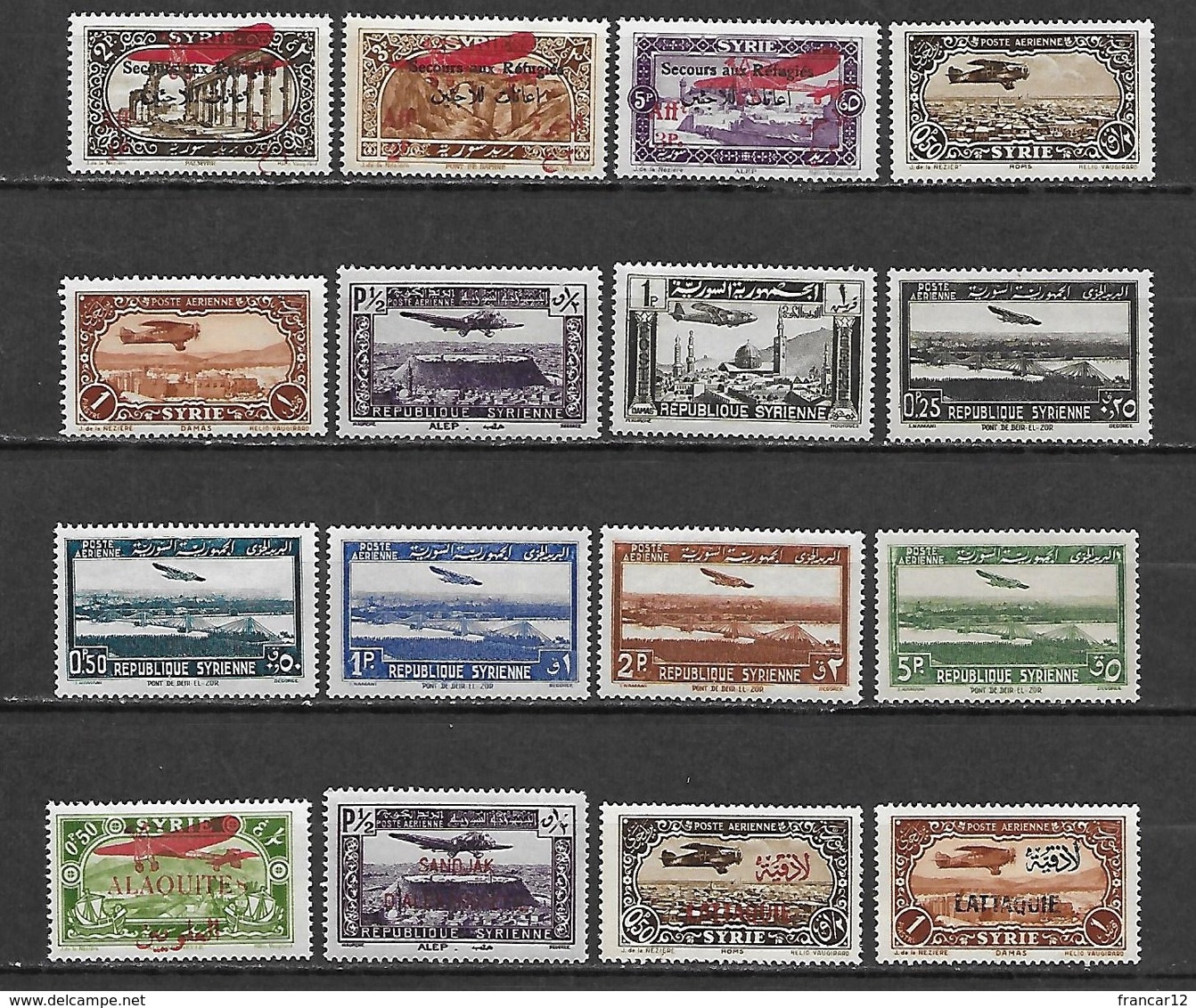 SYRIE Et Mandats Français En Syrie (Alaouites, Alexandrette, Lattaquié) - 1926 à 1940 16 Timbres ** (MNH) Cote YT : 30€ - Neufs