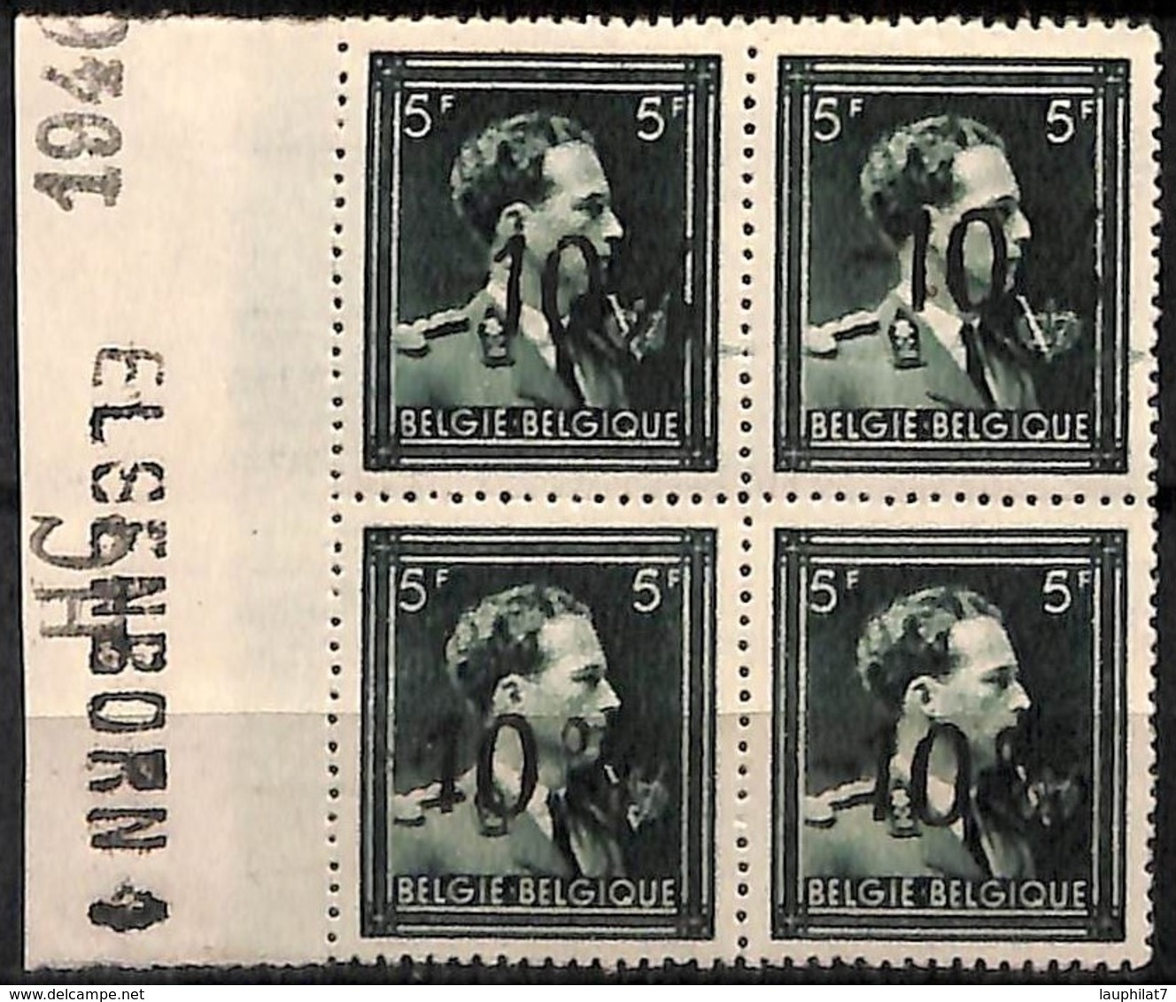 [829283]Belgique 1946 - N° 724/P, -10% / Elsenborn (182), BD4 Bdf Millésimé, Avec Griffe 'ELSENBORN1', Rare, Familles Ro - 1946 -10%