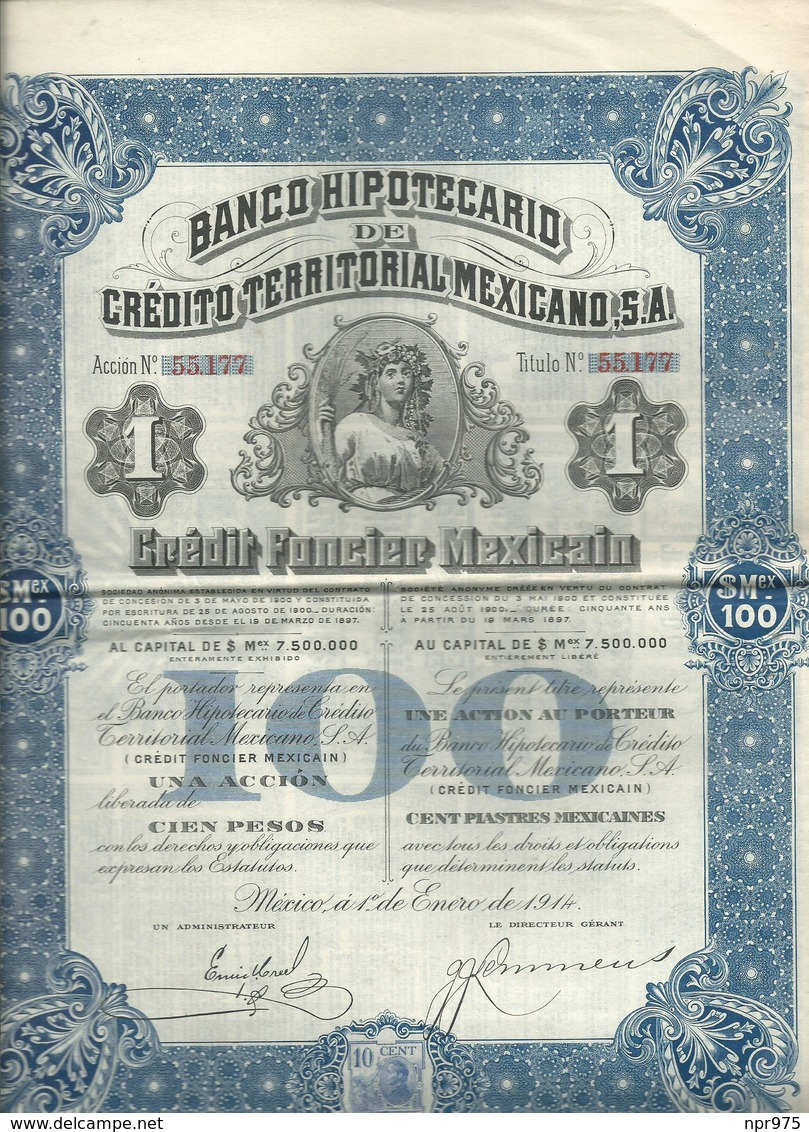 Action Et Titres  Credit Territorial Mexicano  No 55.177 - Autres & Non Classés