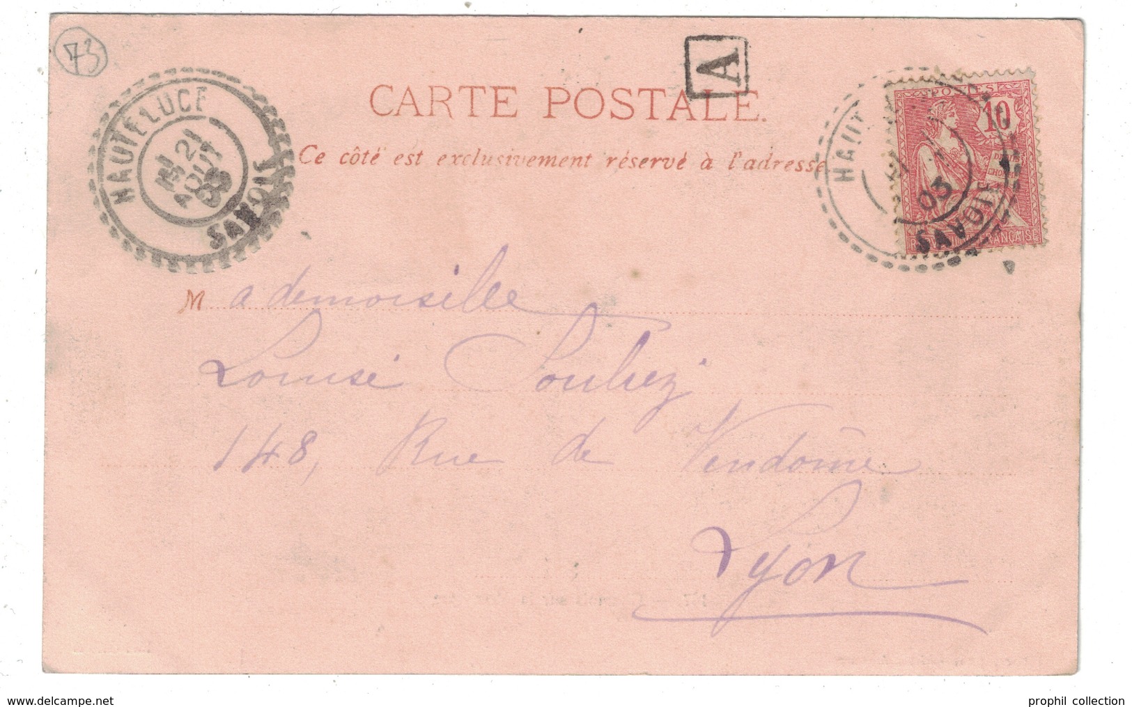 1903 - BELLE OBLITERATION CAD CACHET FACTEUR-BOITIER (BELLE FRAPPE) De HAUTELUCE SAVOIE + BOITE RURALE Sur CP - 1877-1920: Période Semi Moderne