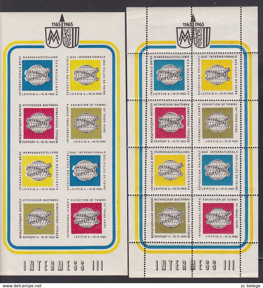 Leipzig INTERMESS III, Viegnettenblock Postfrisch Gezähnt Und Geschnitten, 1965, Perforation Teilweise Angerissen - Vignetten (Erinnophilie)