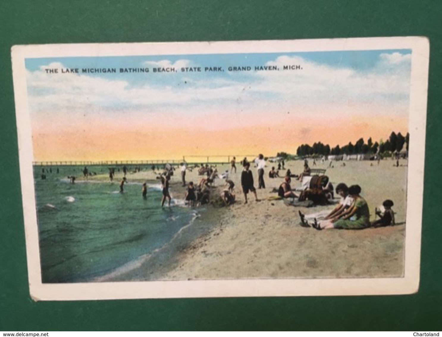 Cartolina The Lake Michigan Bathing Beach - State Park - Grand Haven - 1934 - Non Classificati
