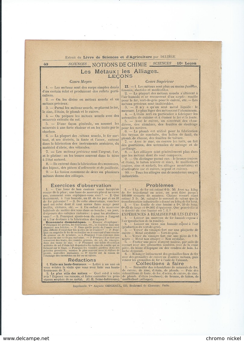 Métallurgie Les Métaux Connaissances Usuelles Alliages Technologie Couverture Protège-cahier  TB 3 Scans Texte Au Dos - Protège-cahiers