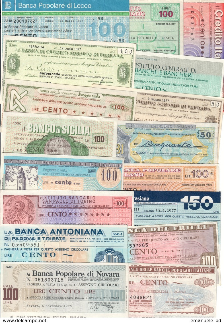 Italy Miniassegni / Emergency Check - Lotto Lot 17 Banknotes 1976-1977 - [10] Assegni E Miniassegni