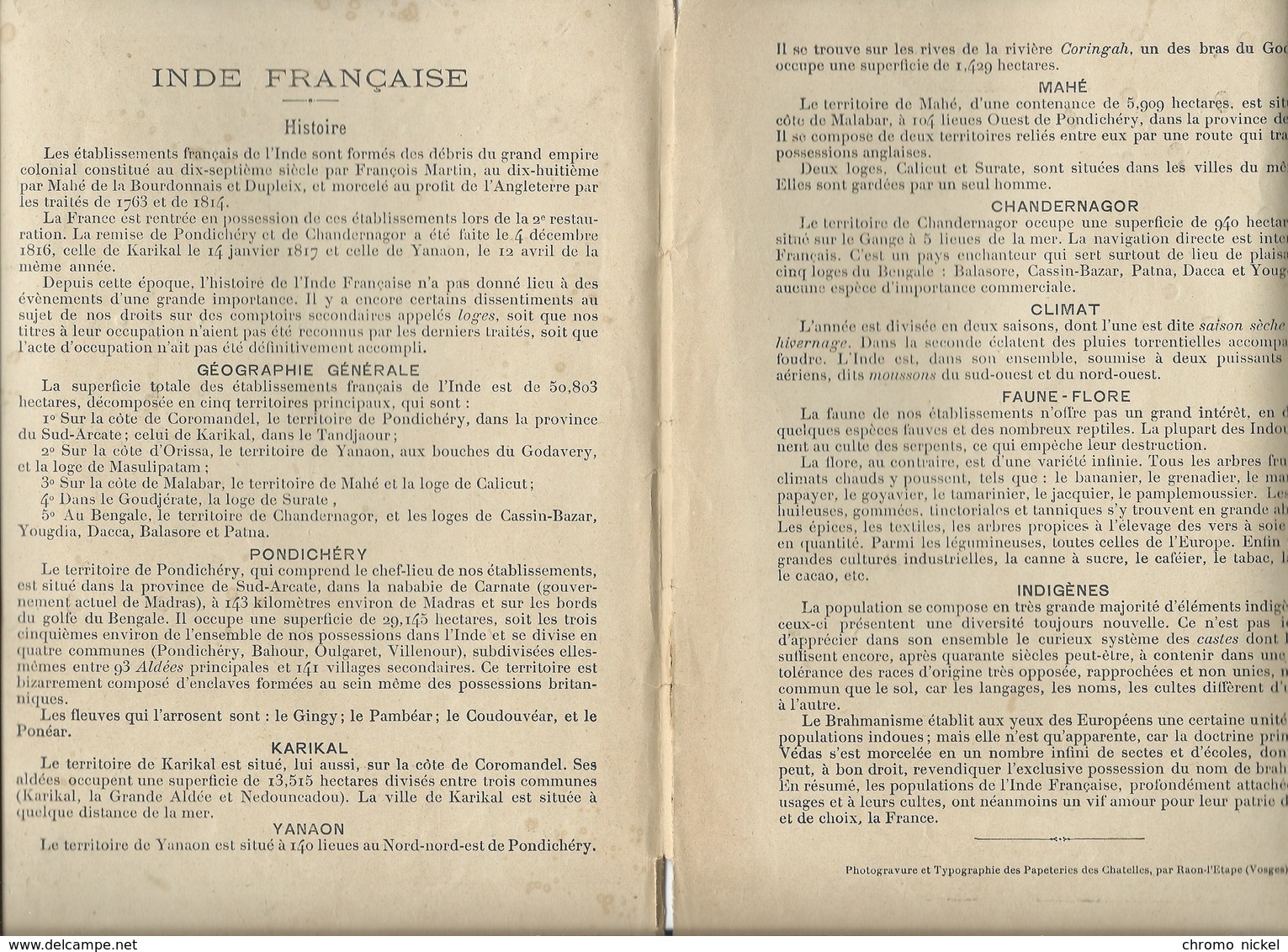 Inde Française India Pondichéry Chelingues Protège-cahier Couverture 220 X 175 Bien 3 Scans Colonies Françaises - Protège-cahiers