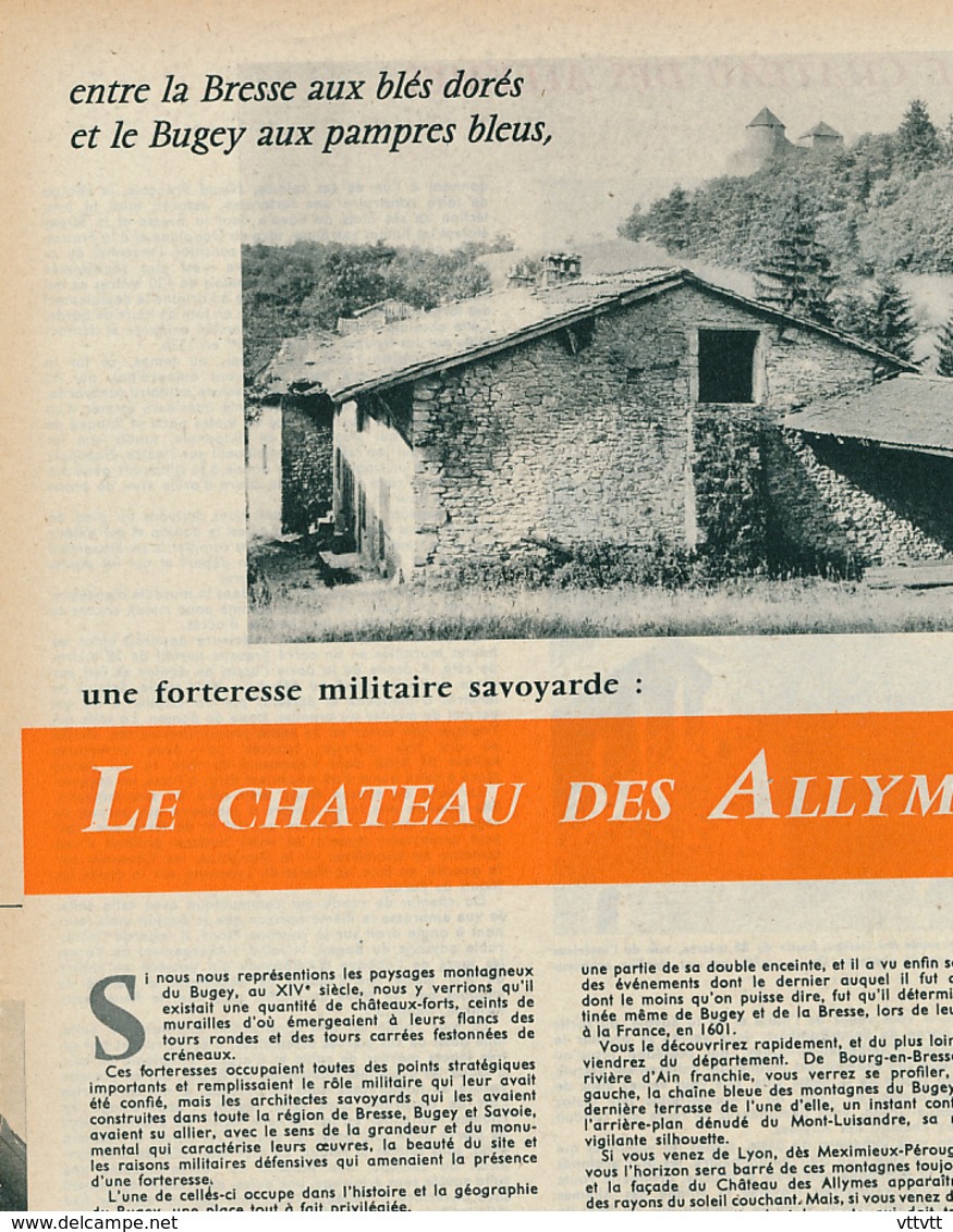 1960 : Document, CHATEAU DES ALLYMES (Hameau De Brey De Vent, Ambérieu-en-Bugey), Tour Des Gardes, Tour Carrée... - Non Classés