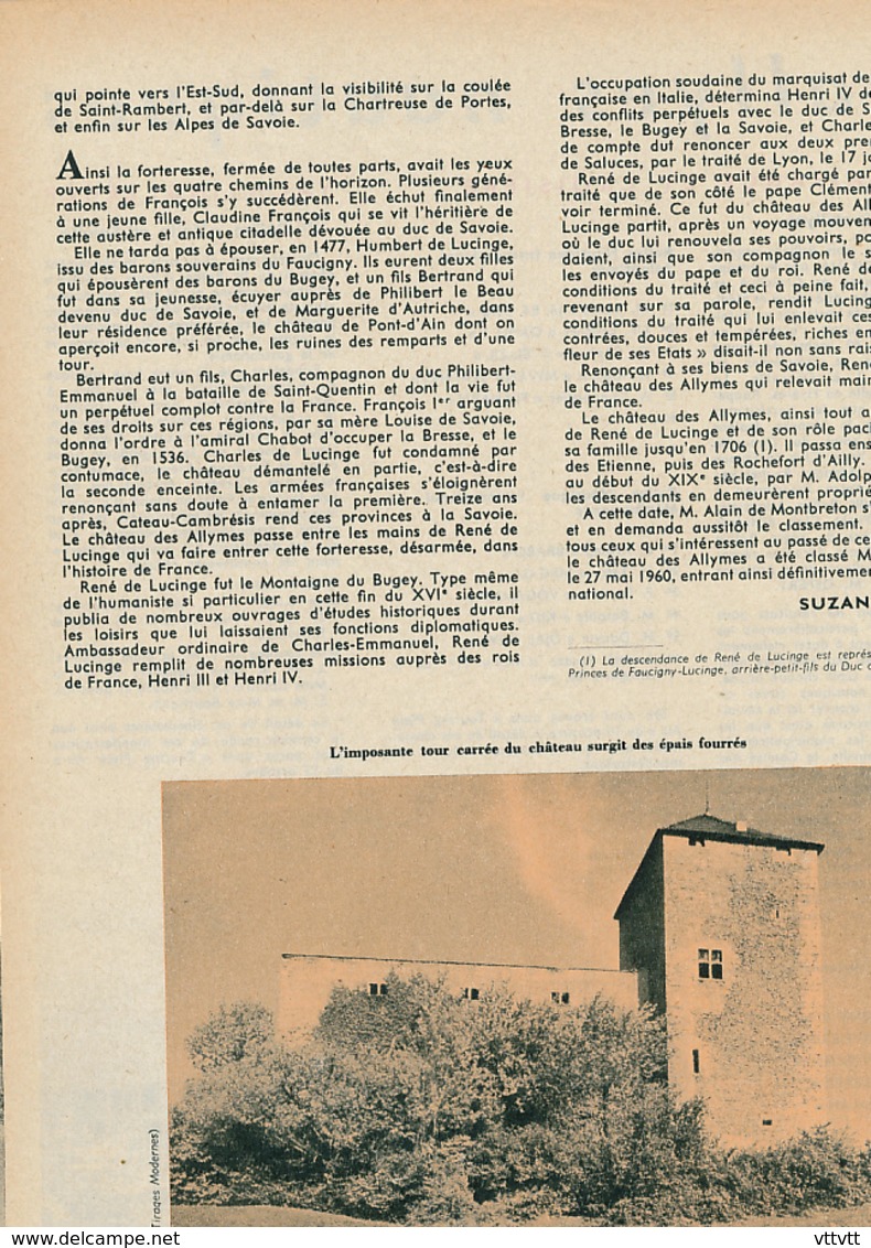 1960 : Document, CHATEAU DES ALLYMES (Hameau De Brey De Vent, Ambérieu-en-Bugey), Tour Des Gardes, Tour Carrée... - Non Classés