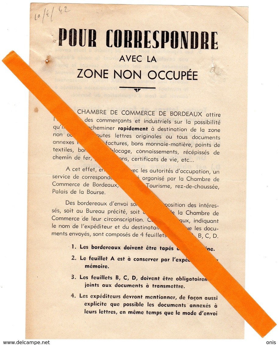 Militaria 39-45 ;Notice Pour Correspondance Zone Non Occupée +2 Papiers :récupération Des Ferrailles - 1939-45