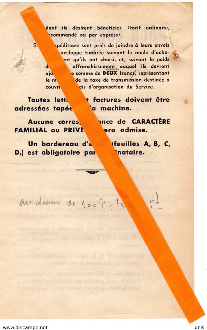 Militaria 39-45 ;Notice Pour Correspondance Zone Non Occupée +2 Papiers :récupération Des Ferrailles - 1939-45