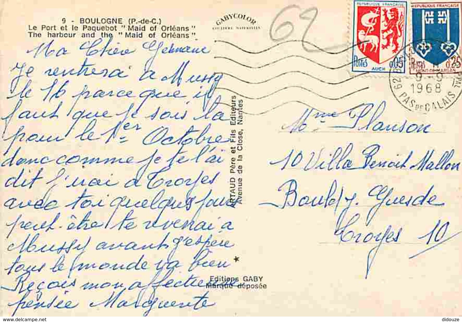 62 - Boulogne Sur Mer - Le Port - Le Paquebot Maid Of Orléans - Bateaux - Voir Scans Recto-Verso - Boulogne Sur Mer