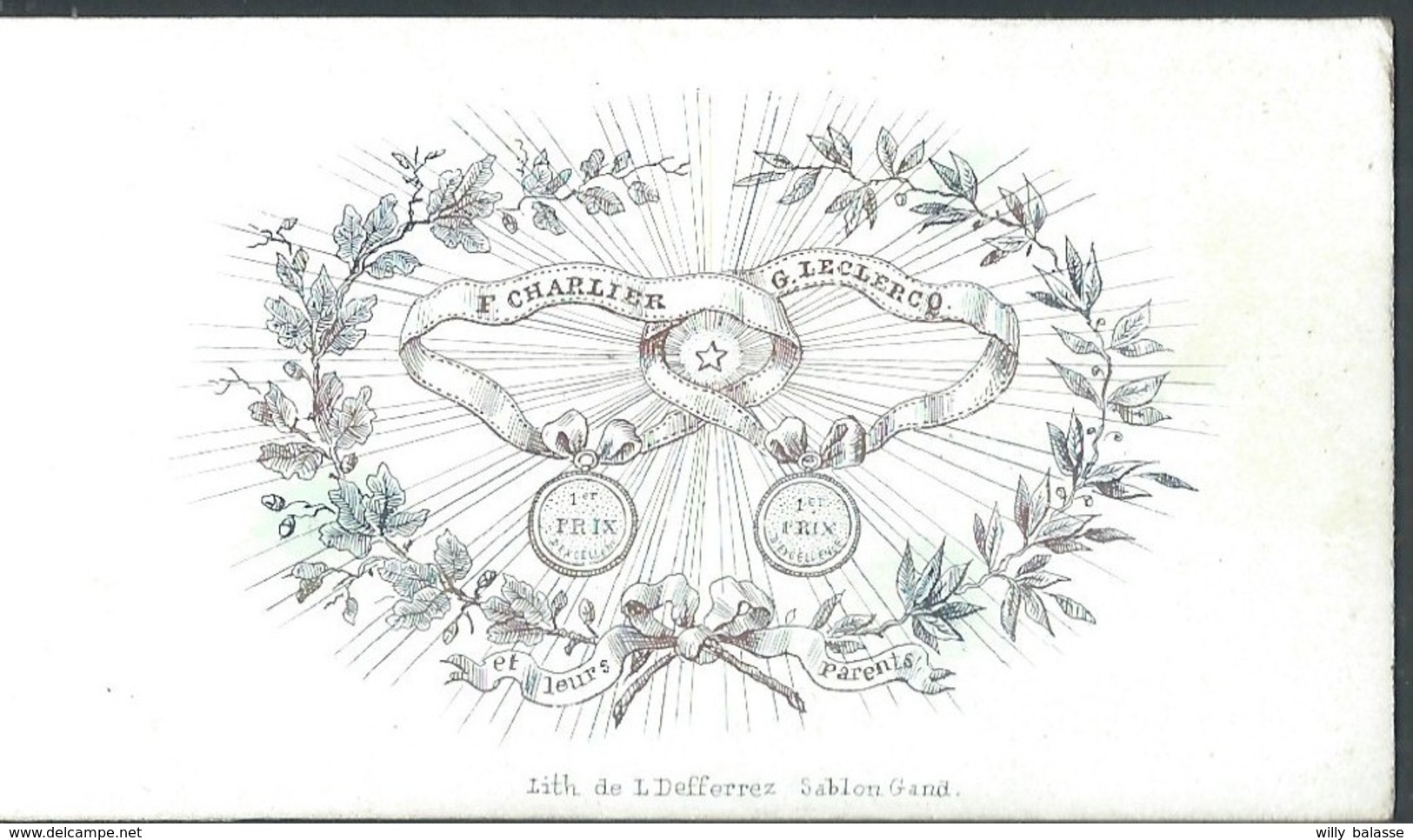 Carte Porcelaine  F Charlier  / G Leclercq Et Leurs Parents Premier Prix D'excellence  Gand  8,5 X 5 Cm - Gent