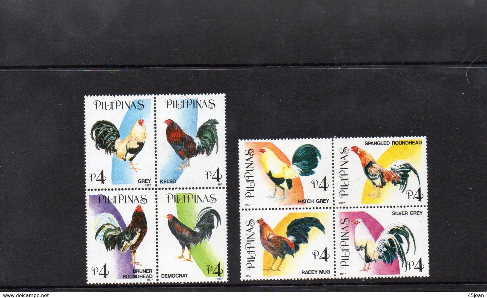 Philipines 1997 2 Beaux Blocs De 4 Timbres  MNH** Races De Coqs Oiseaux Birds 02560 - Fattoria